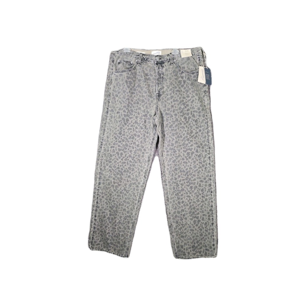 NEW Universal Thread Women's 90s Mid-rise Baggy Leopard Print Jeans Size 14
